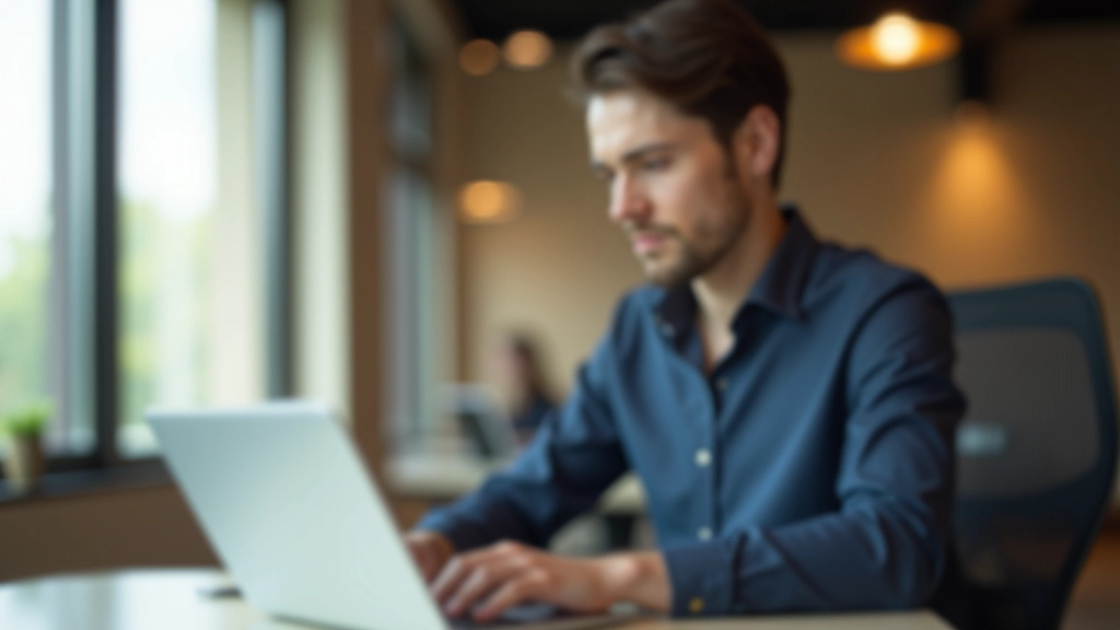 Arbeitsmarkt-Experte analysiert Trends auf einem Laptop in modernem Büro