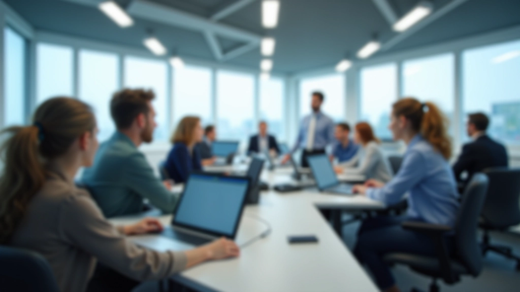 Moderne Schulungsraum mit Teilnehmern am Computer, Lernen und Digitalisierung in Aktion